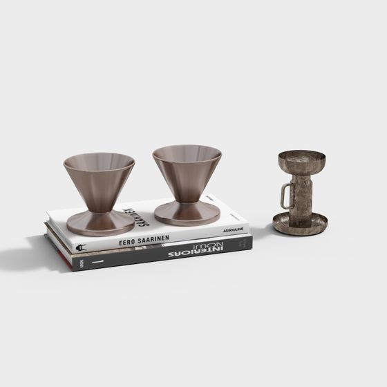 Stylish Concrete Coffee Dripper Set 3D model