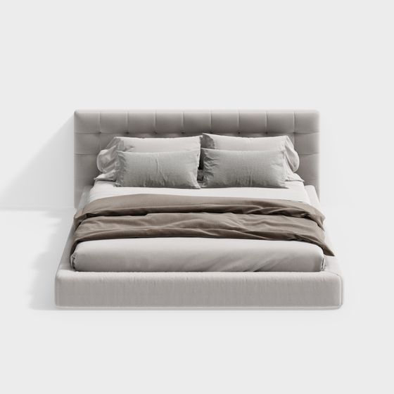 Elegant Low-Poly Bed 3D Model for Modern Interiors