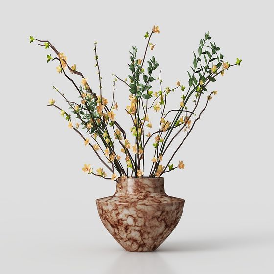 Spring Flower Vase Low-Poly 3D model