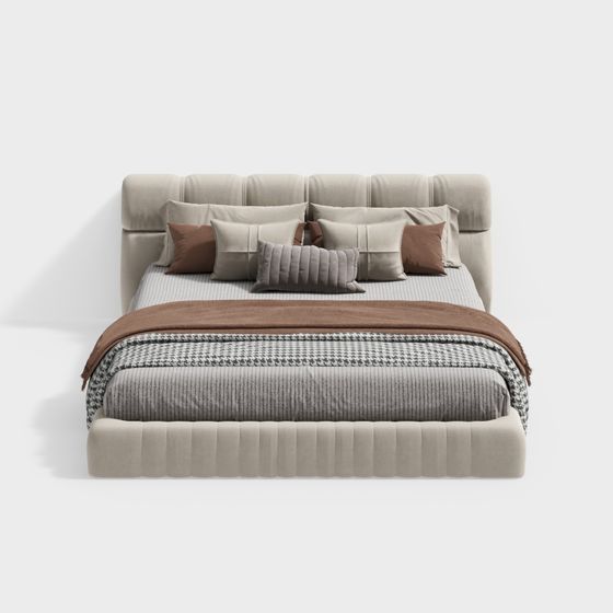 Elegant Low-Poly 3D Bed Model for Modern Interiors