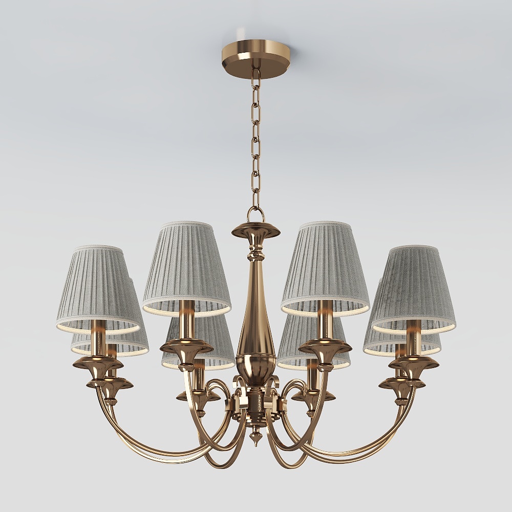 Elegant Chandelier 3D Model – Modern Gold Frame