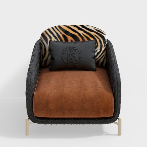 Stylish Tiger Print Sofa 3D model for Modern Spaces
