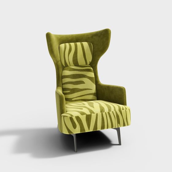 Unique Olive Green Velvet 3D Chair Model