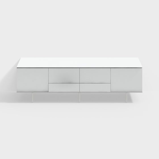 Minimalist White TV Cabinet 3D model