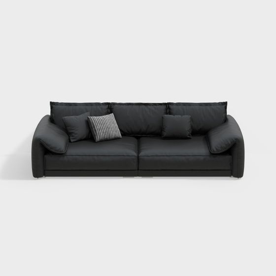 Chic GSF1114 Three-Seater Sofa 3D Model in Black