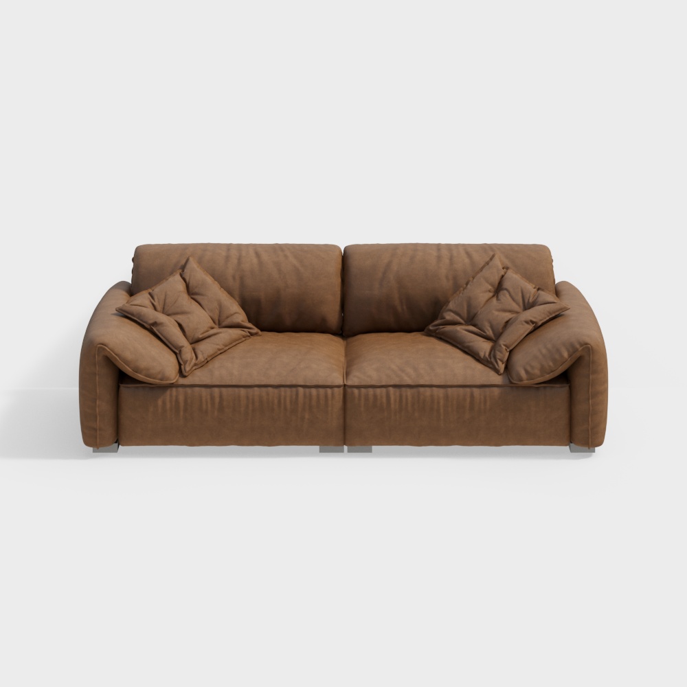 Cozy Comfort 3D Sofa – Low-Poly Leather Design