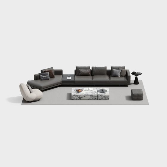 Urban Living Room 3D Model for Modern Aesthetics
