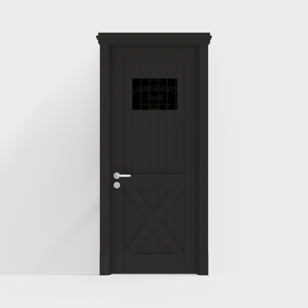 Vintage Bathroom Door 3D model