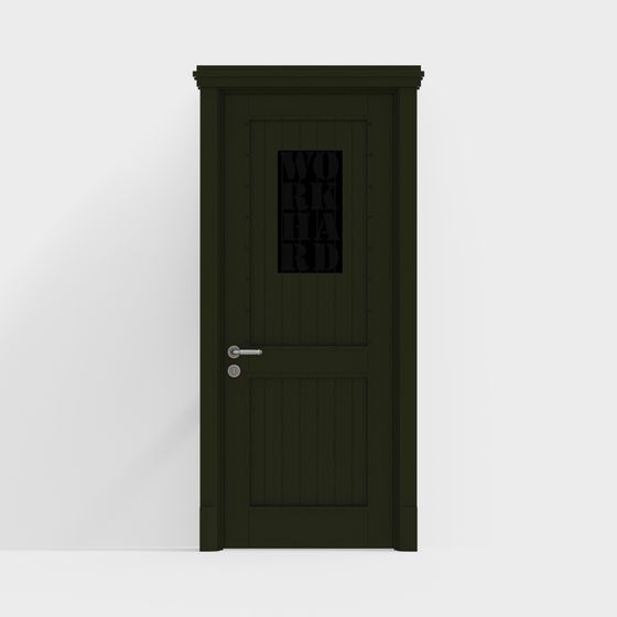 Unique 'Work Hard' Door 3D model for Creative Spaces