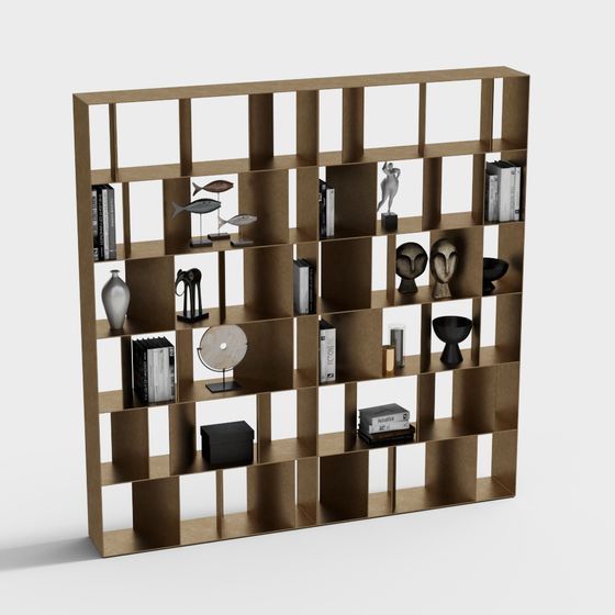 Elegant Low-Poly Bookshelf 3D model