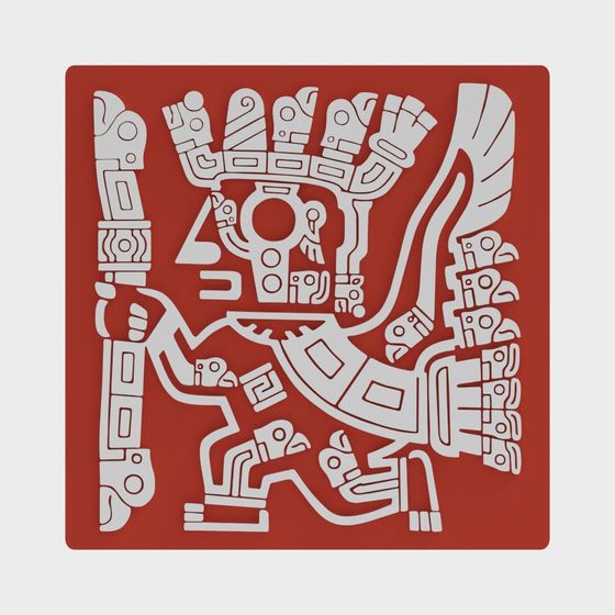 Mayan God Statue 3D model in Low Poly Style