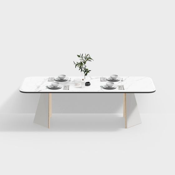 Elegant Marble Dining Table 3D model