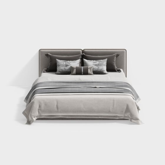 Modern Stylish Bed 3D Model for Interiors