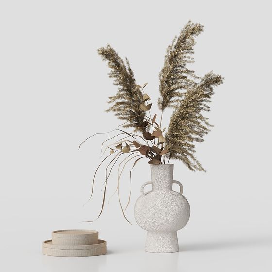 Modern Vase with Hay 3D model