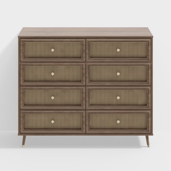 Elegant Vintage Six-Drawer Cabinet 3D model