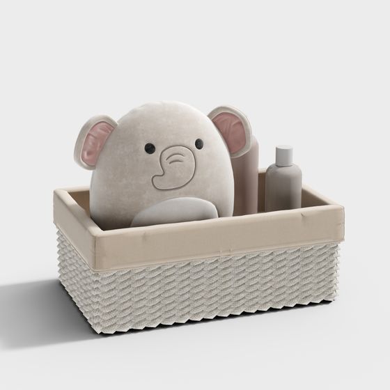 Cute Cozy Storage Basket 3D model for Childrens Rooms