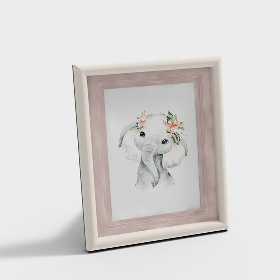 Floral Elephant Frame 3D model for Creative Projects