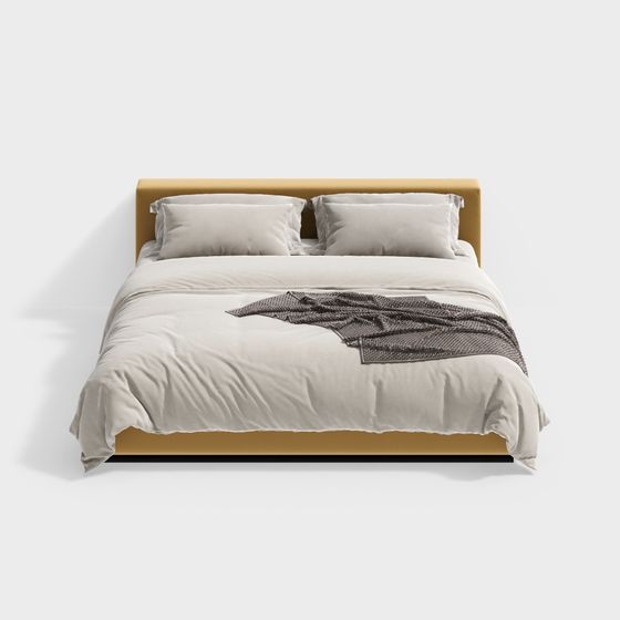 Elegant Minimalist Bed 3D model for Modern Interiors