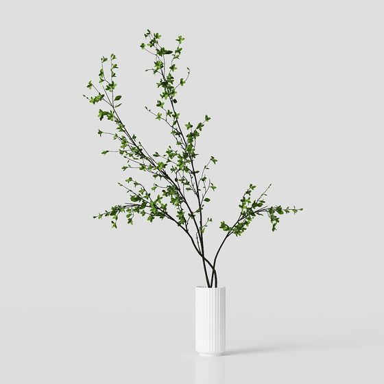 Vibrant 3D Branch Model for Interior and Gaming Use