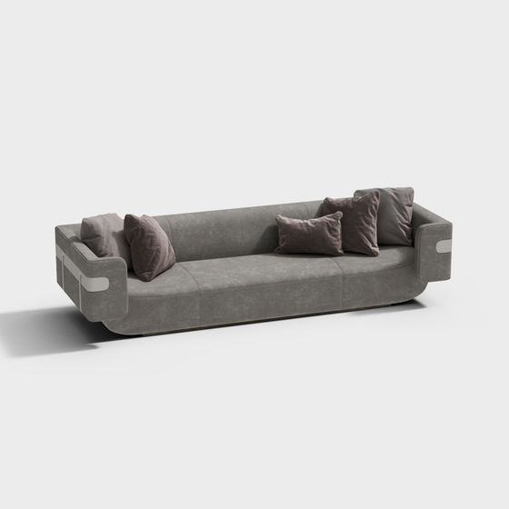 Stylish Low-Polygon Sofa 3D model for Modern Interiors