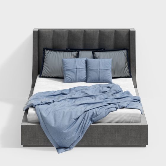 Elegant Low-Poly Bed 3D Model for Modern Interiors