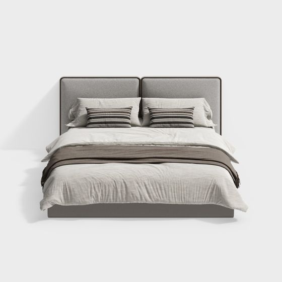 New Chinese-Style Gray Bed
