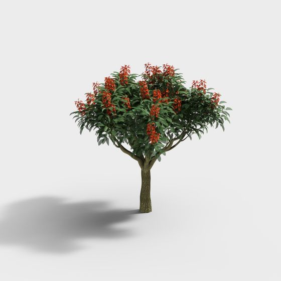 3D Model of a Lively Flowering Tree for Creative Projects