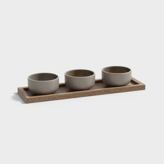 Elegant Three-Cup Tray 3D model