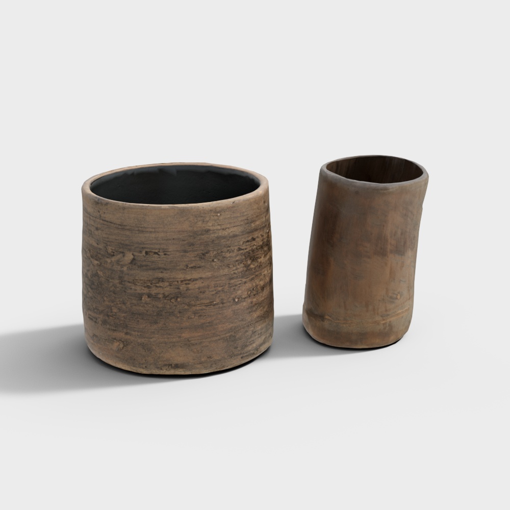 Forest Whisper 3D Model – Antique Wooden Cups
