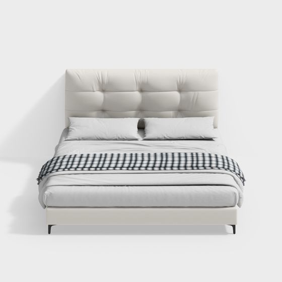 Charming Minimalist Bed 3D model for Modern Interiors