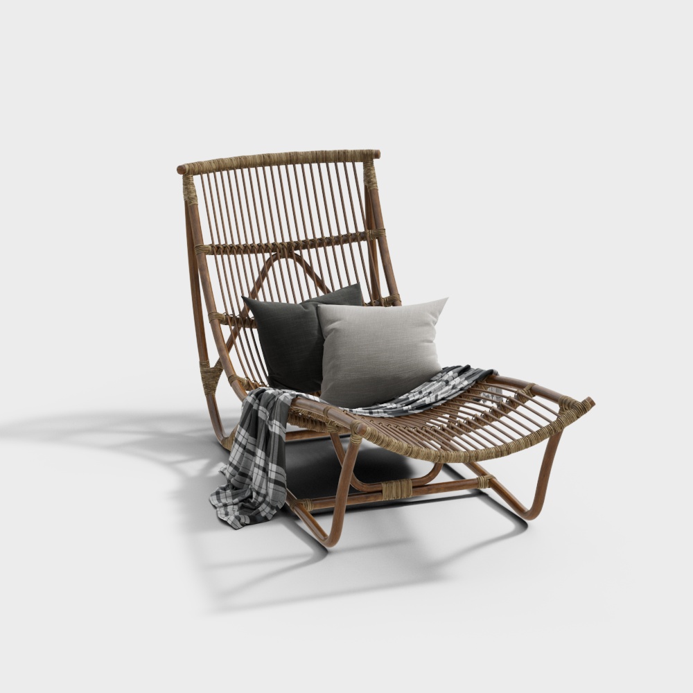 Outdoor Lounge Chair - Rattan Lounge Chair 3D Model ID-15205319