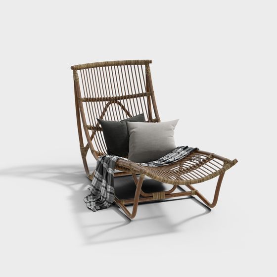 Natural Woven Lounge Chair 3D model