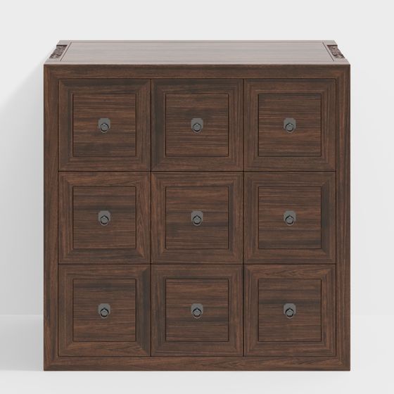 Elegant Vintage Wooden Storage Cabinet 3D model