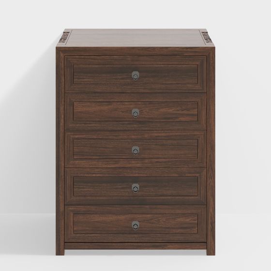 Minimalist Wooden Drawer Cabinet 3D model
