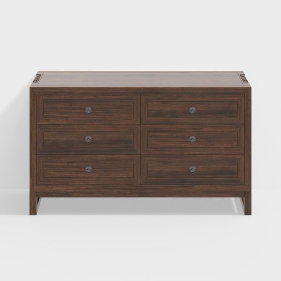Elegant 6-Drawer Storage Cabinet 3D model