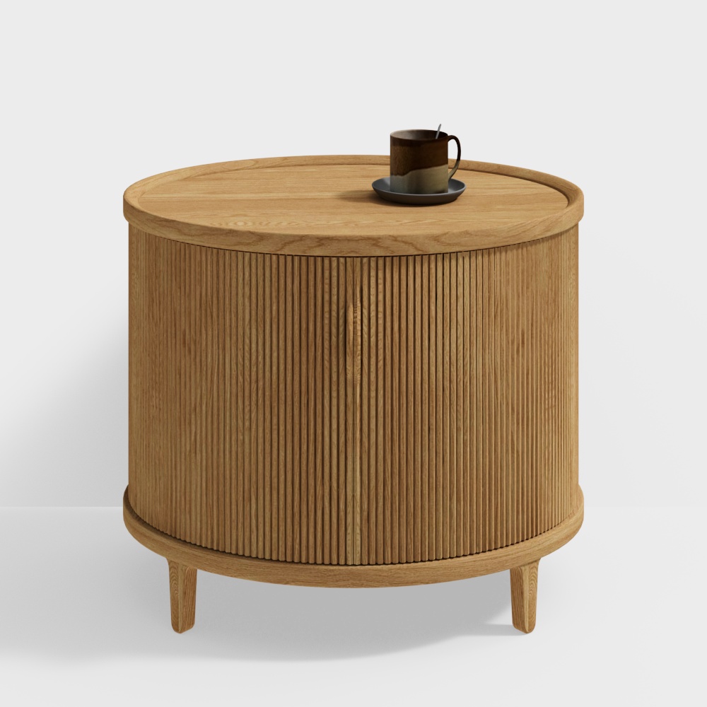 Wabi-Sabi Massivholz-Nachttisch Massivholz-Runder Nachttisch Kaffeetasse Noguchi Akari Tischlampe 3D-Modell-ID 1171588764