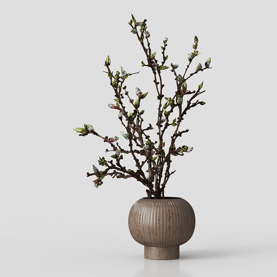 Budding Tree Branch 3D model for Creative Projects