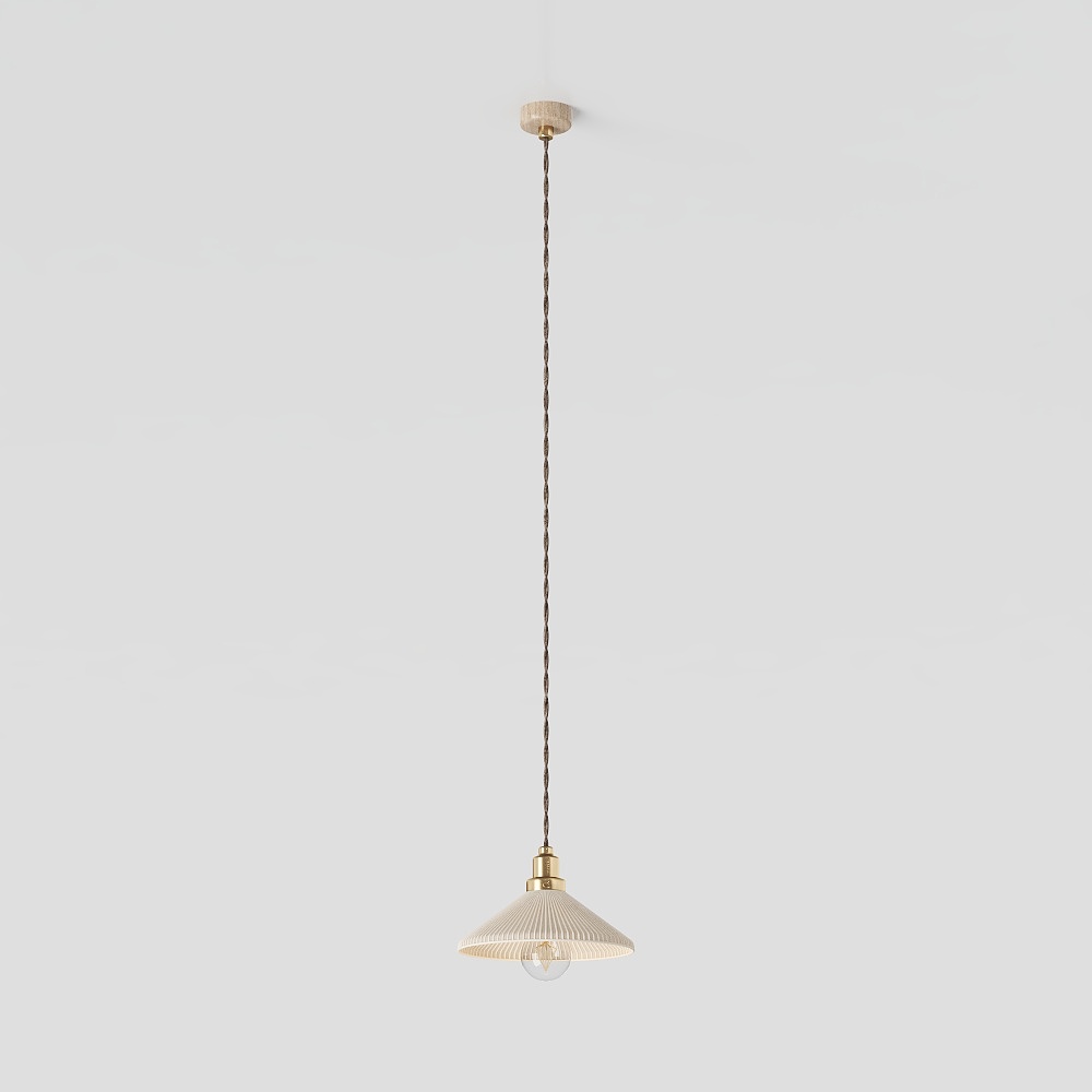 Elegant Gold Pendant Light 3D Model – Low-Poly Lighting
