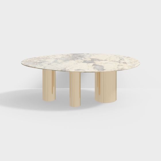 Sophisticated Marble Round Table 3D model for Modern Interiors