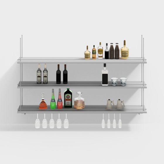 Modern Gray Wine Rack 3D Model for Stylish Storage
