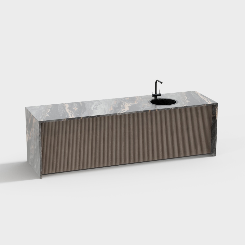 Minimalist Marble Sink Countertop 3D model