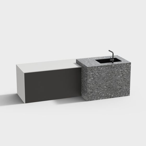 Low-Polygon Concrete Sink 3D model