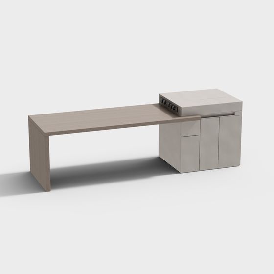 Beige Kitchen Island 3D Model