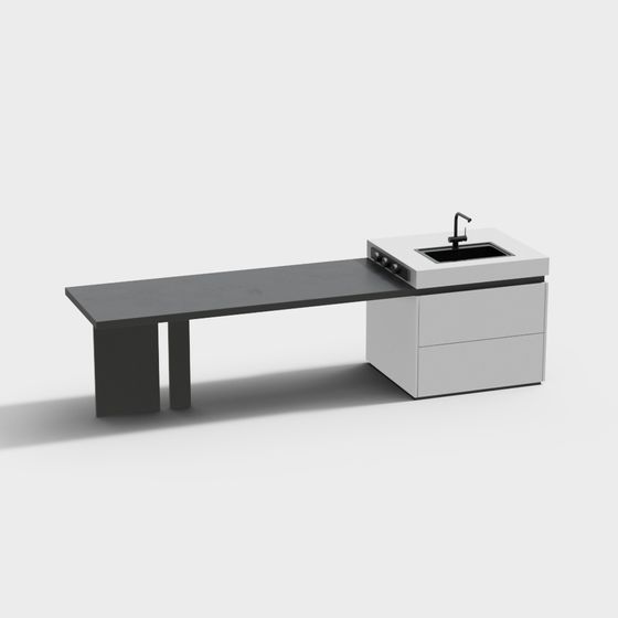 Minimalist Kitchen Island 3D model