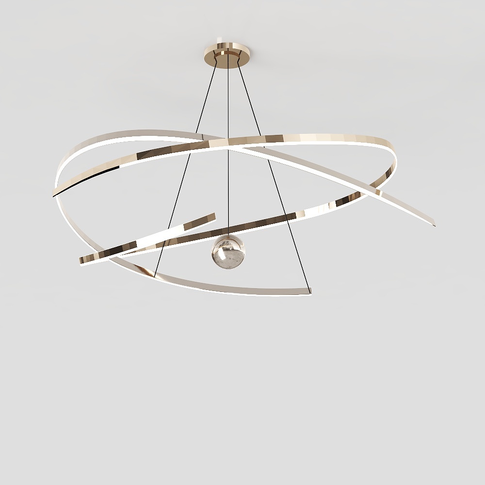 Twist of Light Chandelier 3D Model – Geometric Warmth