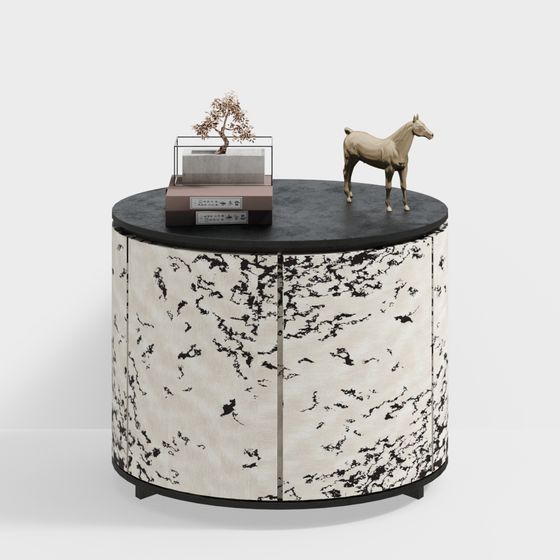 Stylish Round Table with Horse Sculpture 3D model