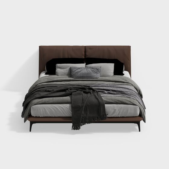 Elegant Modern Bed 3D model for Stylish Interiors