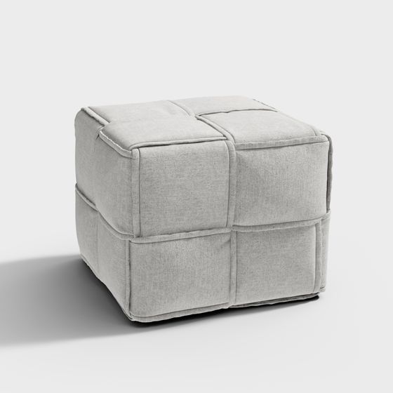 Contemporary Cube Ottoman 3D model for Modern Spaces