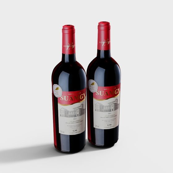 Elegant Wine Bottles 3D model - Suamgy