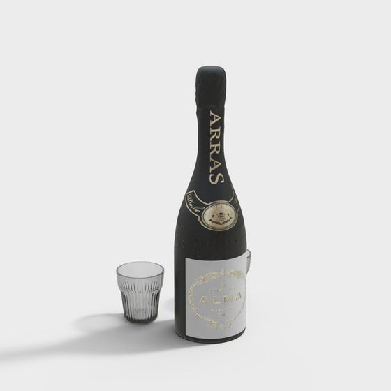Elegant Arras Alma Champagne Bottle 3D model